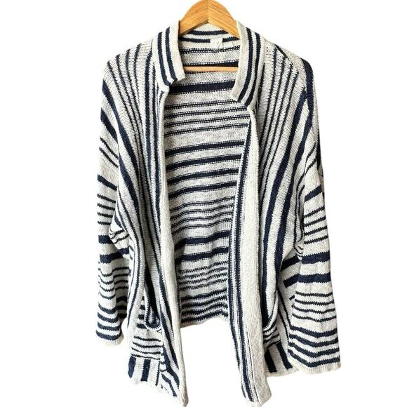 GAP x Womens Oversized Striped Navy White Knit Cardigan Coastal vibes Boho XS/S - Picture 1 of 6